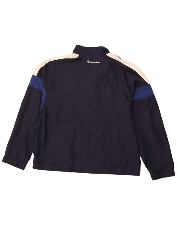CHAMPION Mens Tracksuit Top Jacket XL Navy Blue Colourblock Polyester
