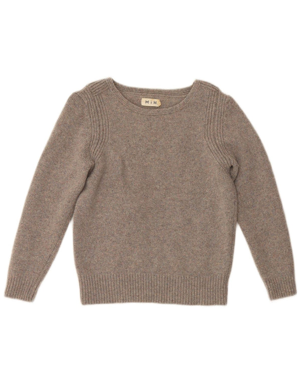 MIH Girls Boat Neck Jumper Sweater 9-10 Years Small Grey Wool