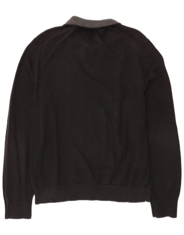 NAUTICA Mens Zip Neck Jumper Sweater Large Black Cotton