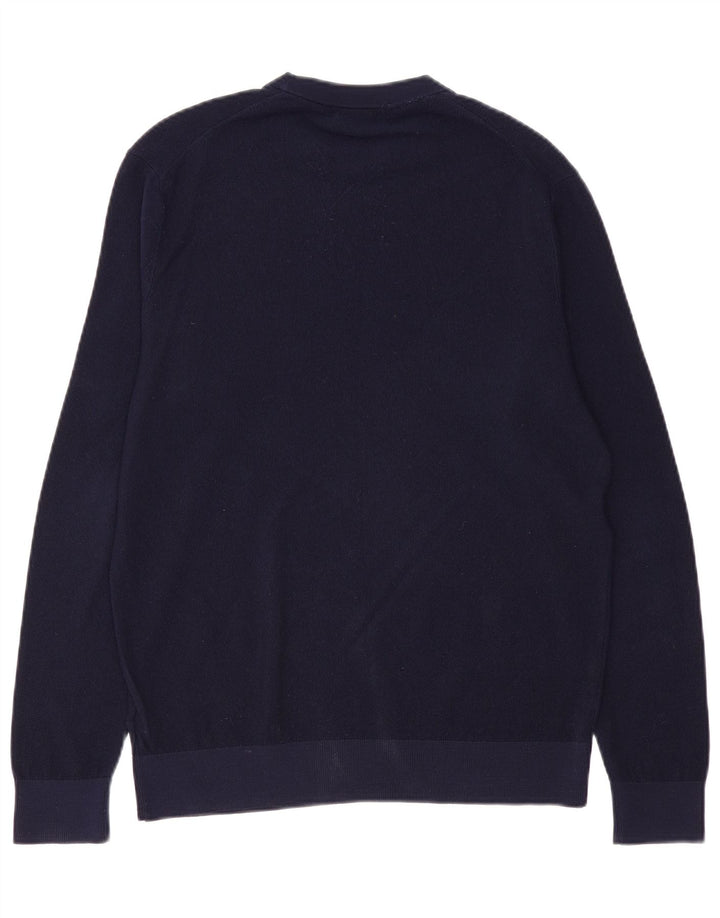 BROOKS BROTHERS Mens Crew Neck Jumper Sweater Medium Navy Blue Merino Wool