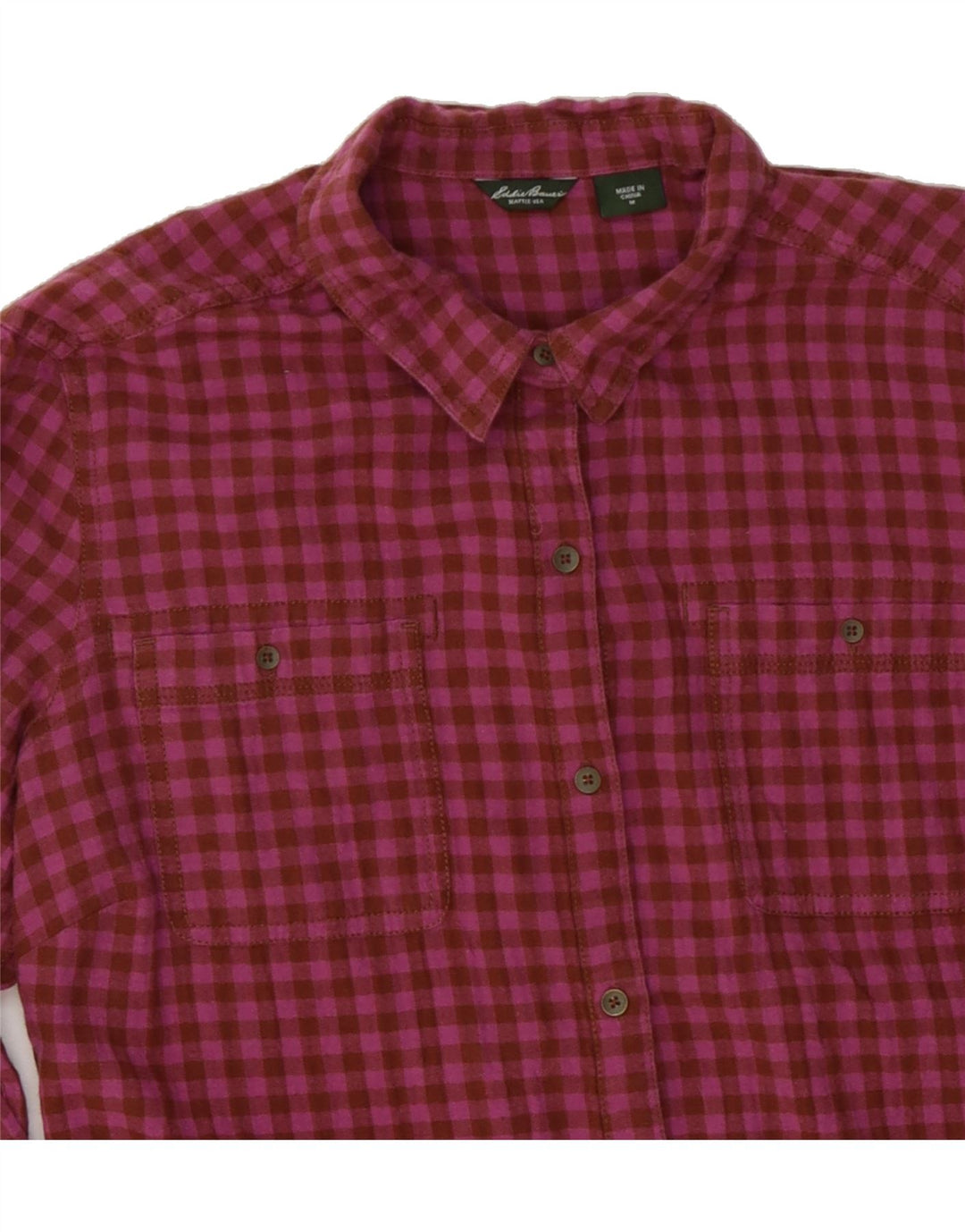 EDDIE BAUER Womens Shirt UK 14 Medium Pink Gingham Cotton Vintage Eddie Bauer and Second-Hand Eddie Bauer from Messina Hembry 