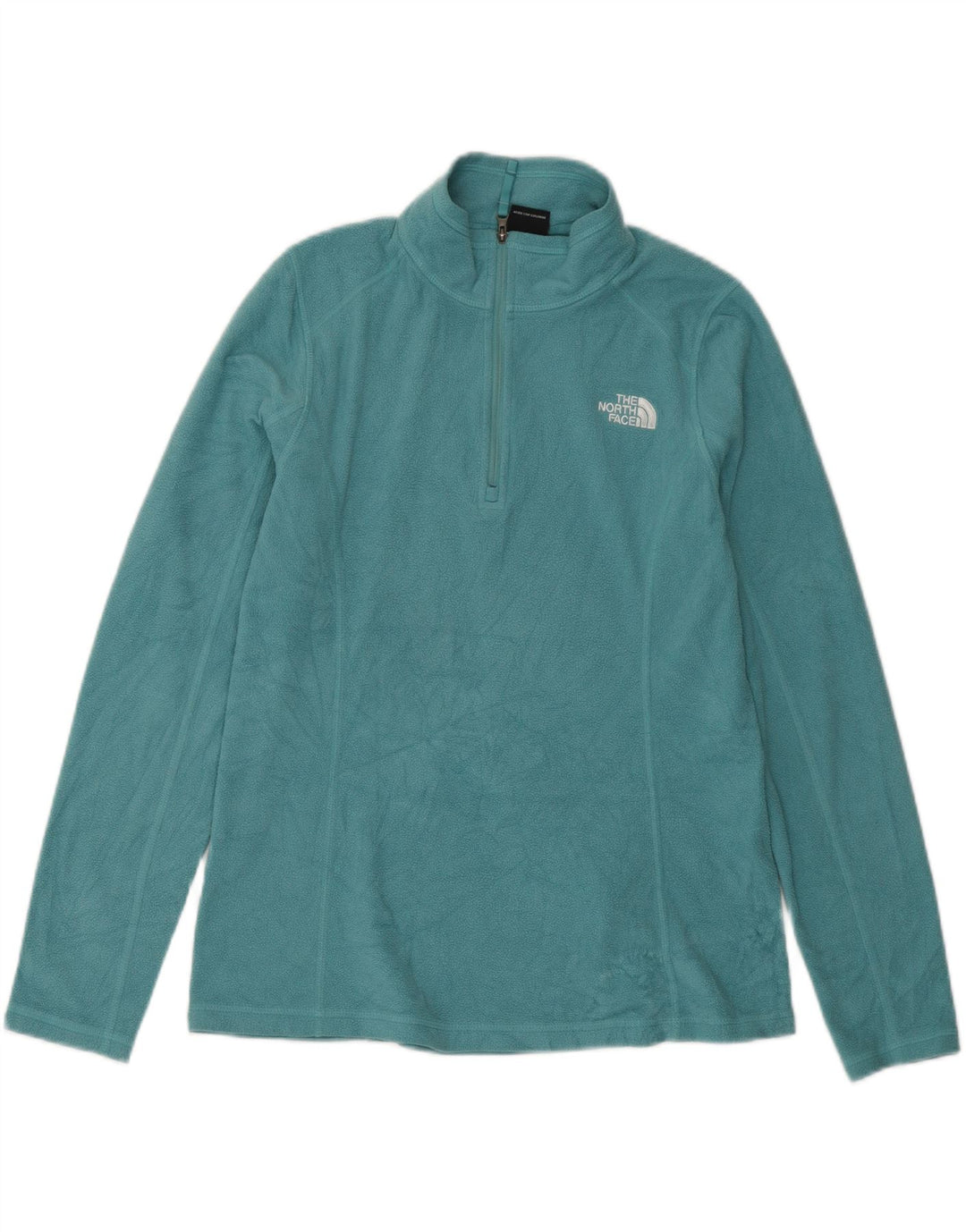 THE NORTH FACE Womens Zip Neck Fleece Jumper UK 12 Medium Turquoise