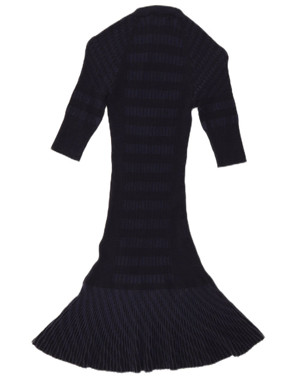 Karen Millen Womens 3/4 Sleeve Mermaid Dress UK 8 Small Navy Blue Striped
