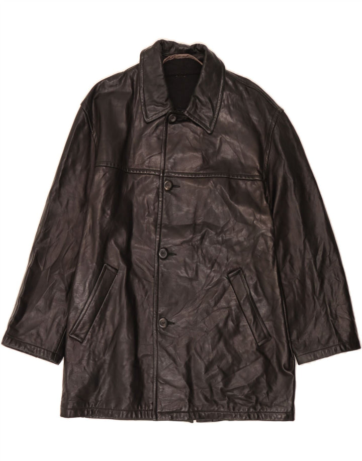 MARCO BALDASSARI Womens Oversized Leather Coat UK 18 XL Black Vintage Marco Baldassari and Second-Hand Marco Baldassari from Messina Hembry 