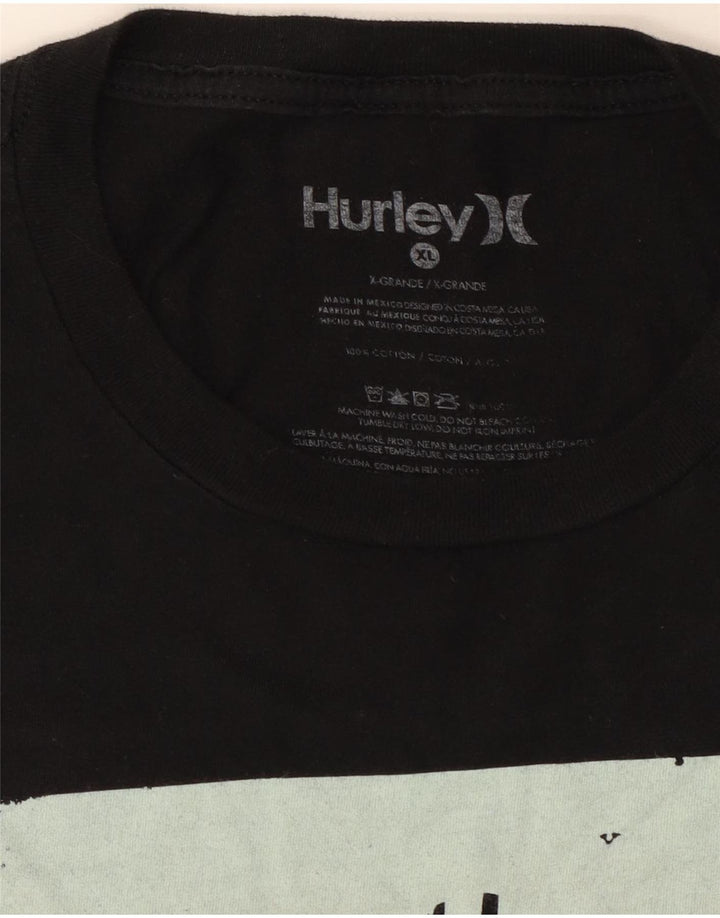 Hurley Mens Graphic T-Shirt Top XL Black Cotton