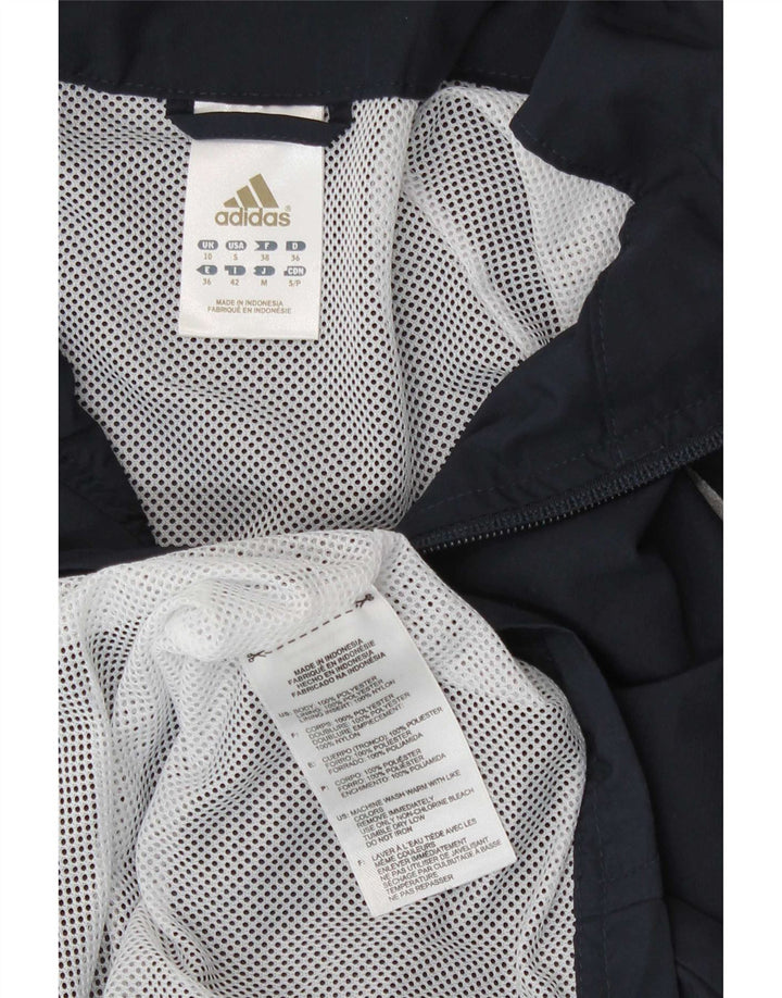 Adidas Womens Tracksuit Top Jacket UK 10 Small Navy Blue Polyester