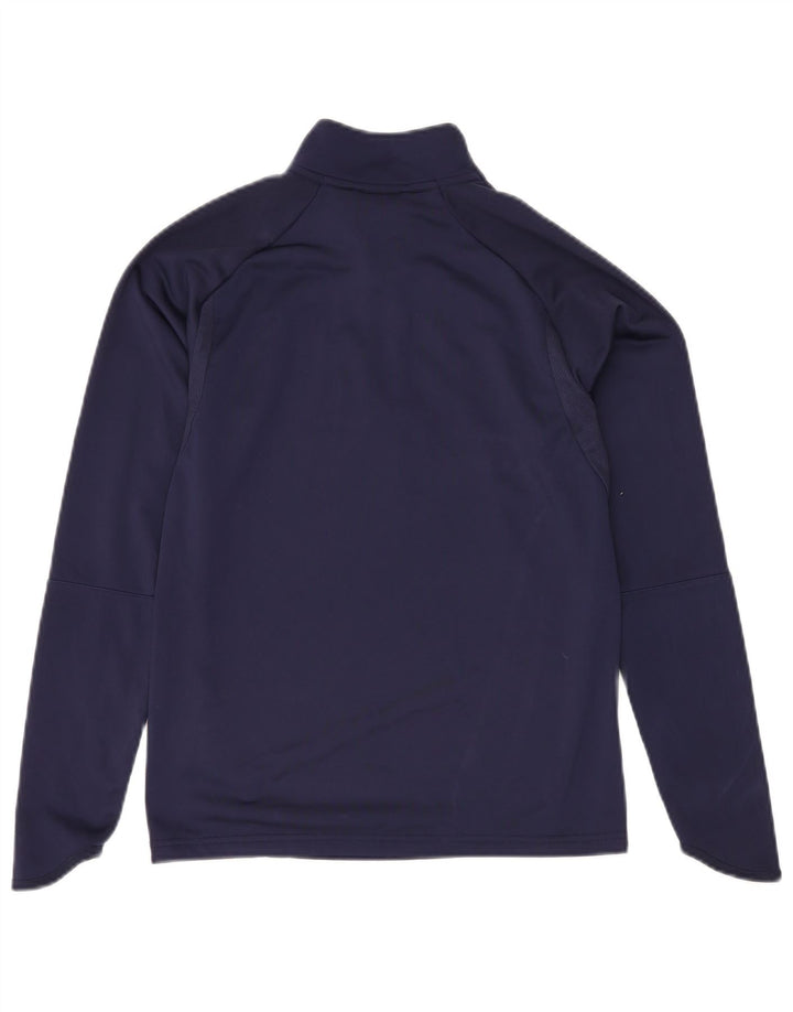 PUMA Boys Zip Neck Top Long Sleeve 13-14 Years Navy Blue Polyester