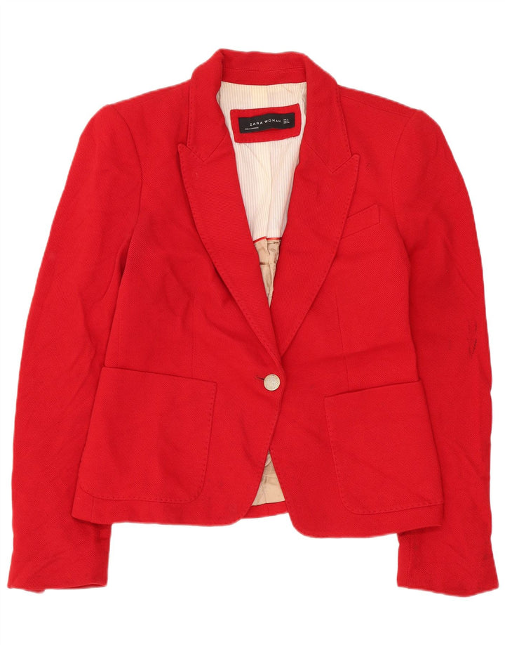 Zara Womens 1 Button Blazer Jacket UK 10 Small Red