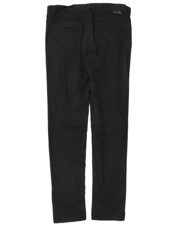 Zara Mens Slim Chino Trousers EU 42 Large W32 L34 Black Cotton