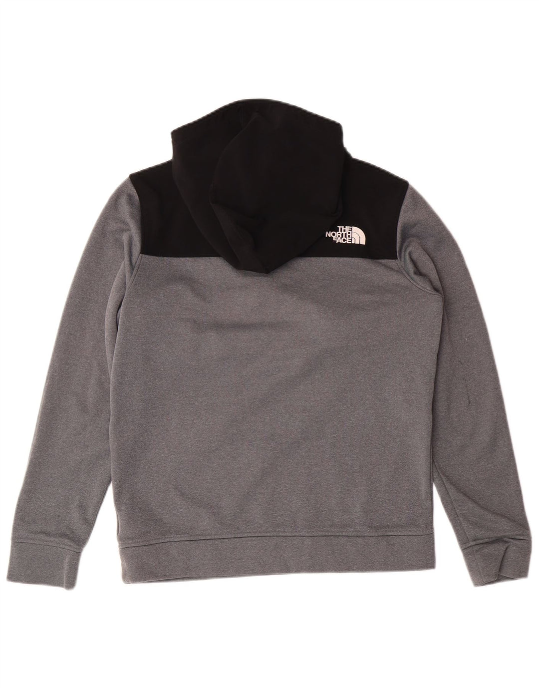 THE NORTH FACE Boys Zip Neck Hoodie Jumper 14-15 Years XL Grey Colourblock