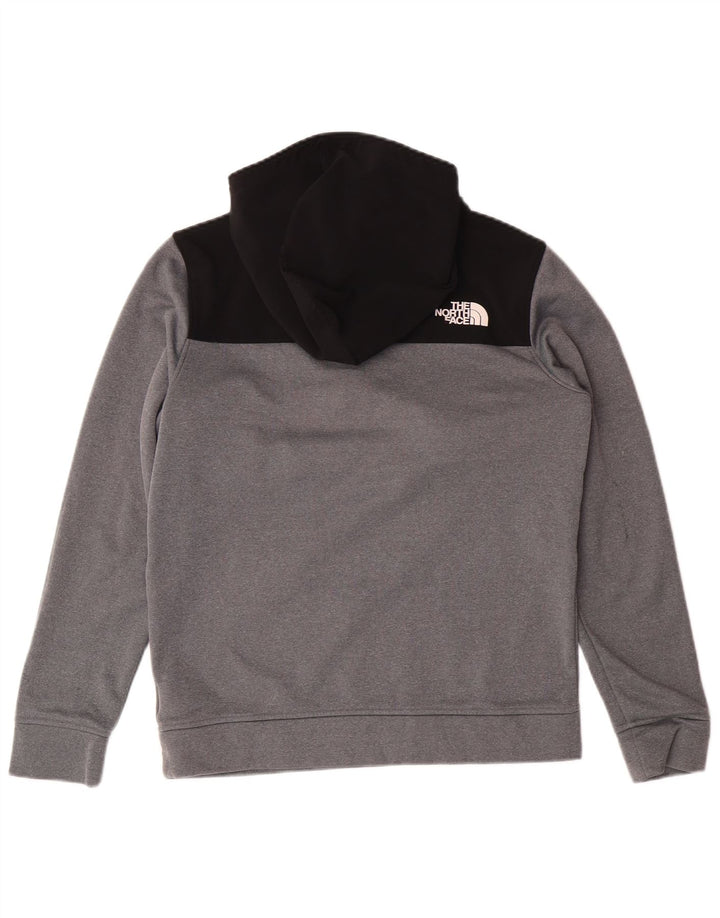 THE NORTH FACE Boys Zip Neck Hoodie Jumper 14-15 Years XL Grey Colourblock