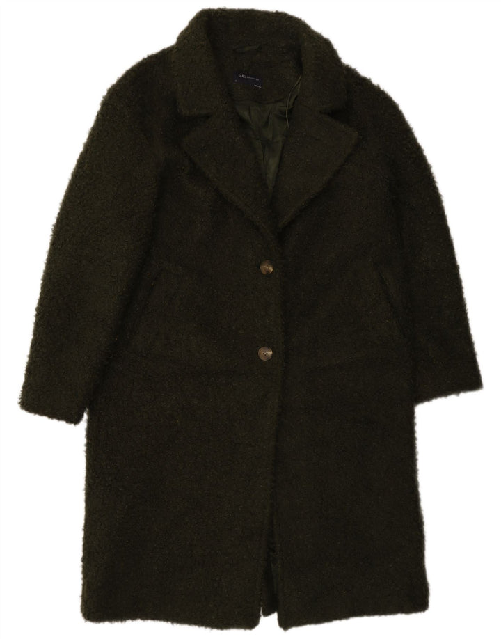 Marks & Spencer Womens Loose Fit Overcoat UK 12 Medium Green Polyester