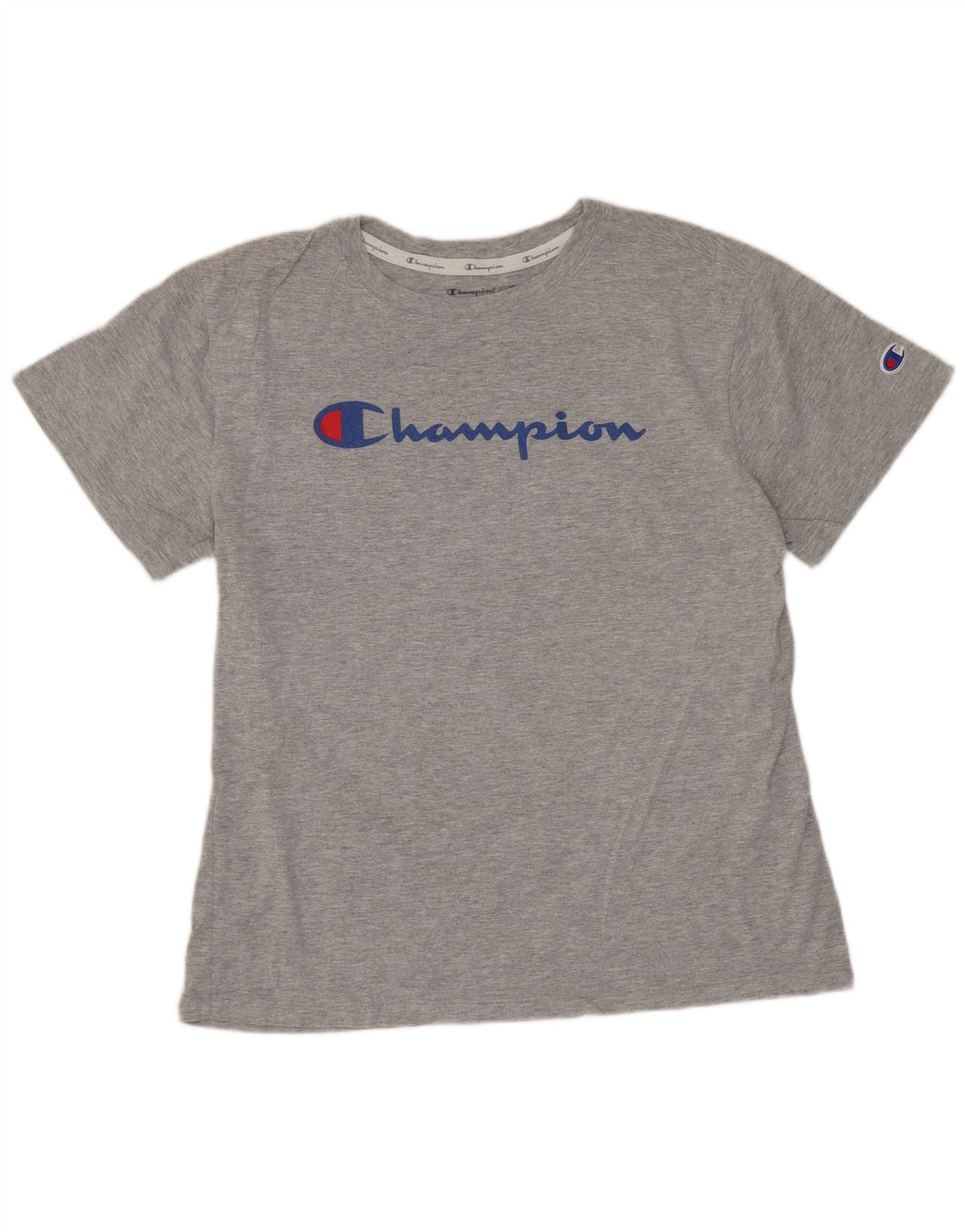 CHAMPION Womens Graphic T-Shirt Top UK 12 Medium Grey Cotton