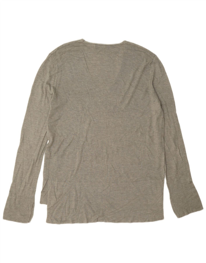 Zara Womens Top Long Sleeve UK 16 Large Grey Viscose