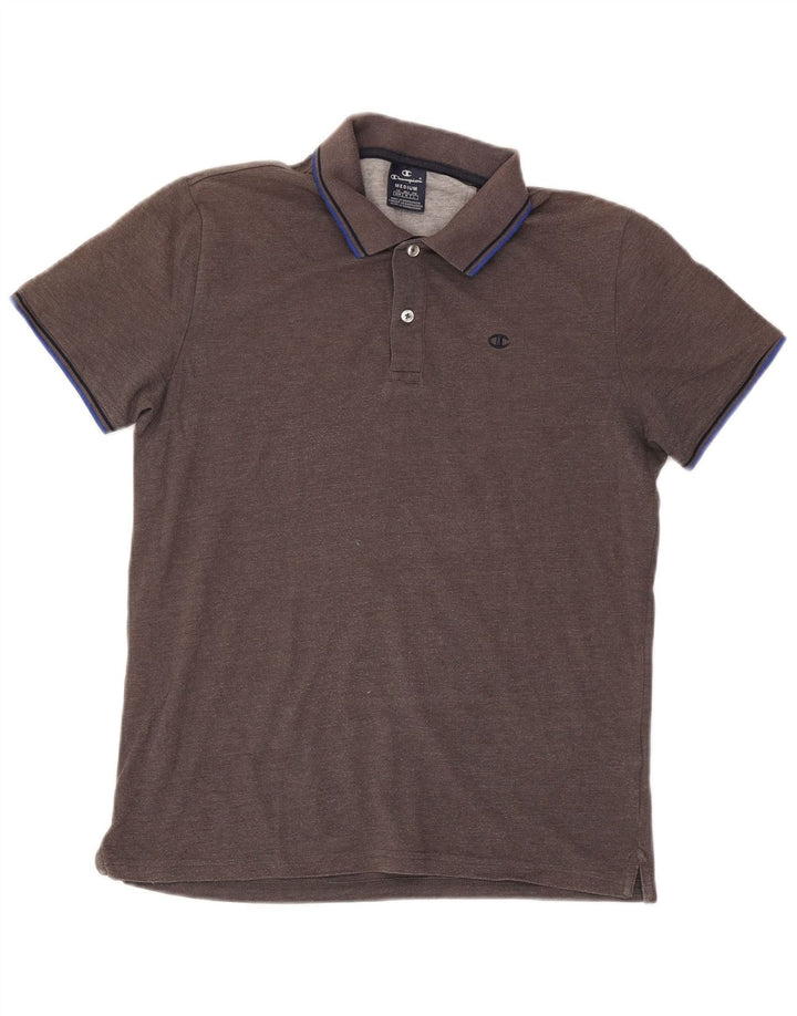 Champion Mens Polo Shirt Medium Grey Striped Cotton