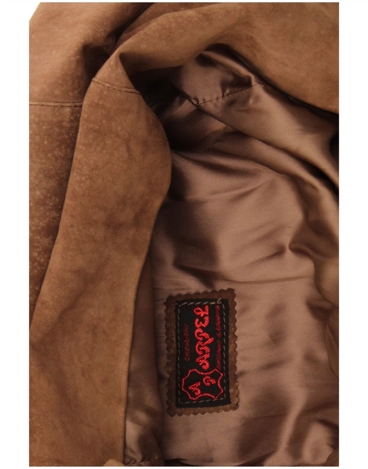 Vintage Womens Suede Jacket UK 16 Large Brown Leather