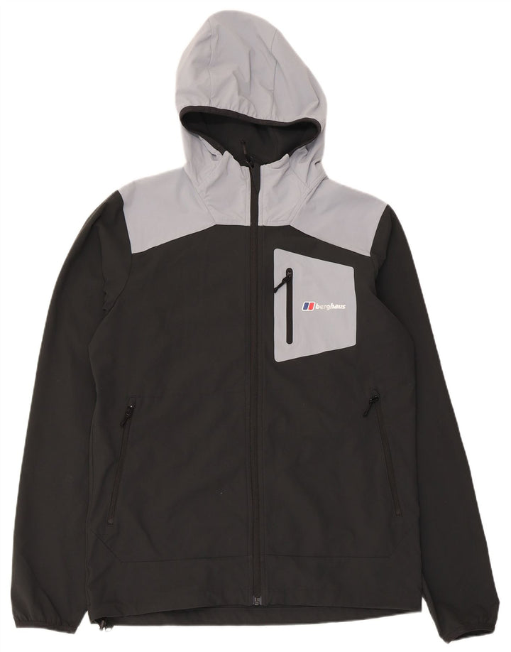 Berghaus Mens Hooded Rain Jacket Small Black Colourblock Polyester