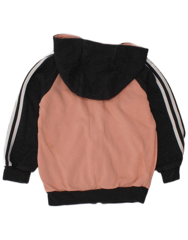 Adidas Girls Zip Hoodie Sweater 2-3 Years Pink Colourblock Cotton