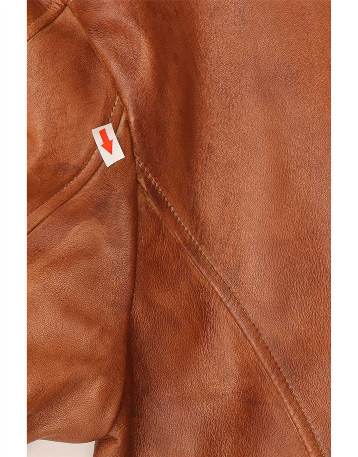 Trapper Mens Leather Jacket IT 56 3XL Brown Leather
