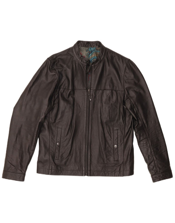 Ted Baker Mens Leather Jacket Size 4 Large Black Leather