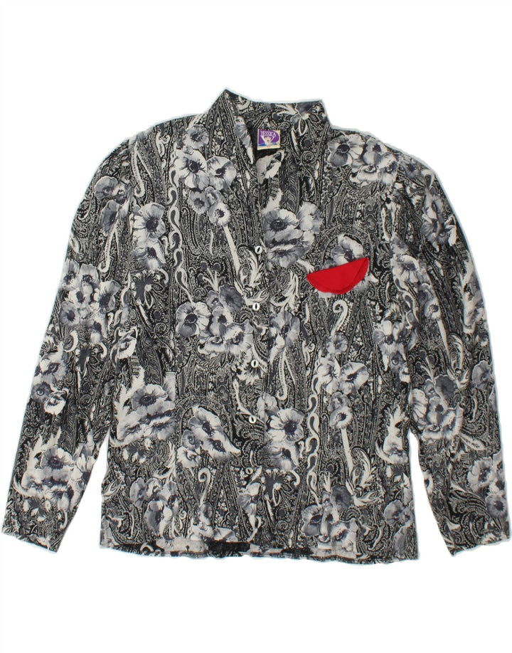 YESSICA Womens Shirt Blouse EU 38 Medium Grey Floral Viscose Vintage Yessica and Second-Hand Yessica from Messina Hembry 