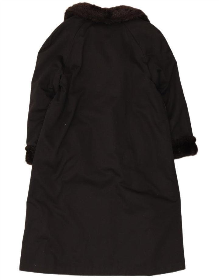 VINTAGE Womens Faux Fur Overcoat UK 12 Medium  Black Acrylic