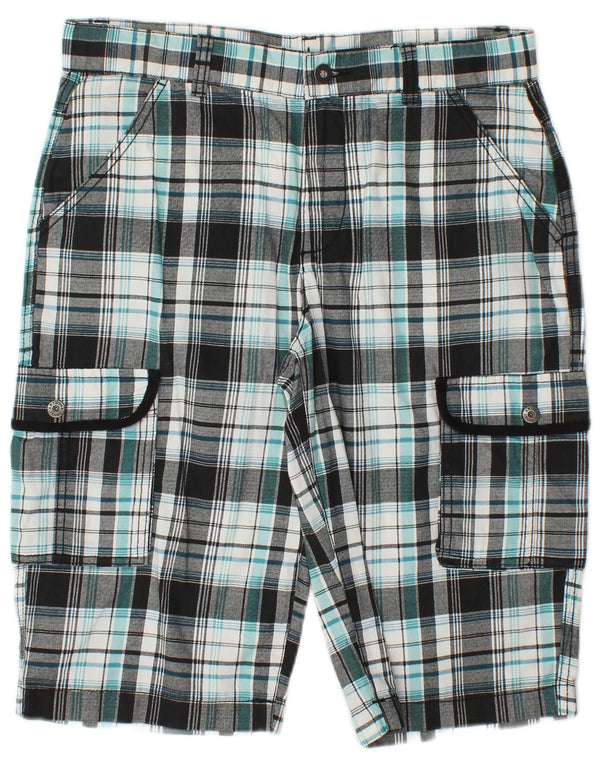 Arizona Boys Cargo Shorts 14-15 Years W30  Green Check Cotton