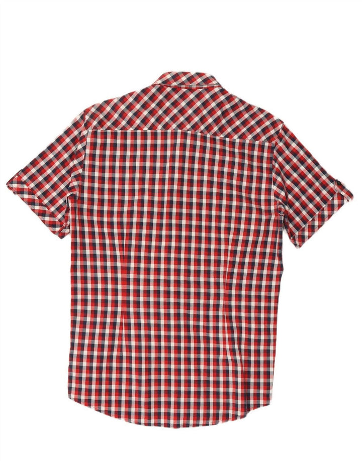 CONBIPEL Mens Tailored Fit Short Sleeve Shirt Large Red Check