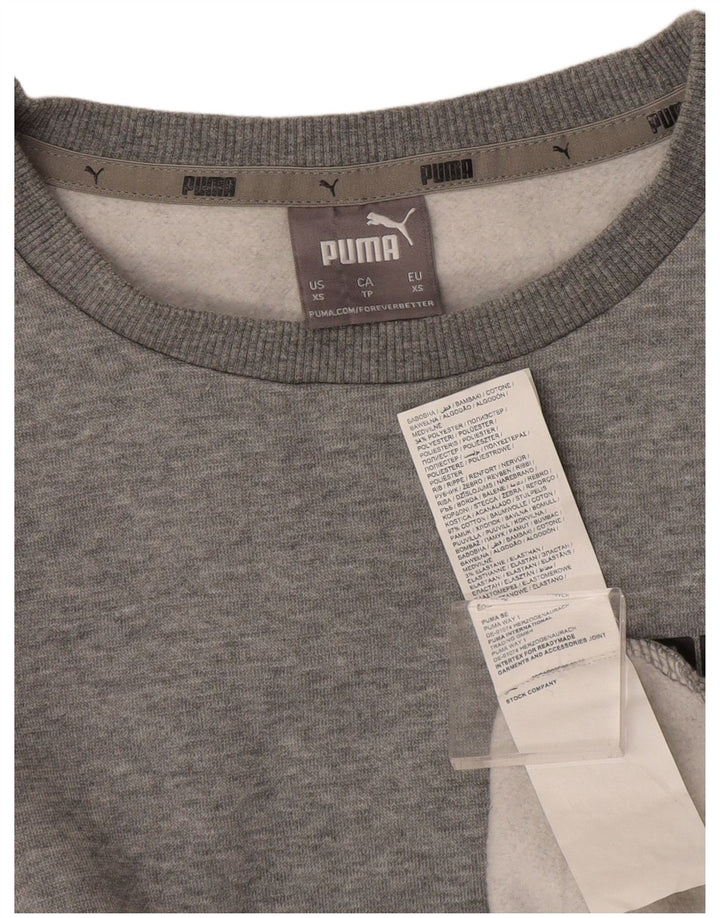 Puma Womens Oversized Sweatshirt Jumper UK 6 XS Grey Flecked Cotton