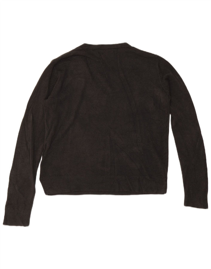 Marks & Spencer Womens V-Neck Jumper Sweater UK 12 Medium Black Acrylic