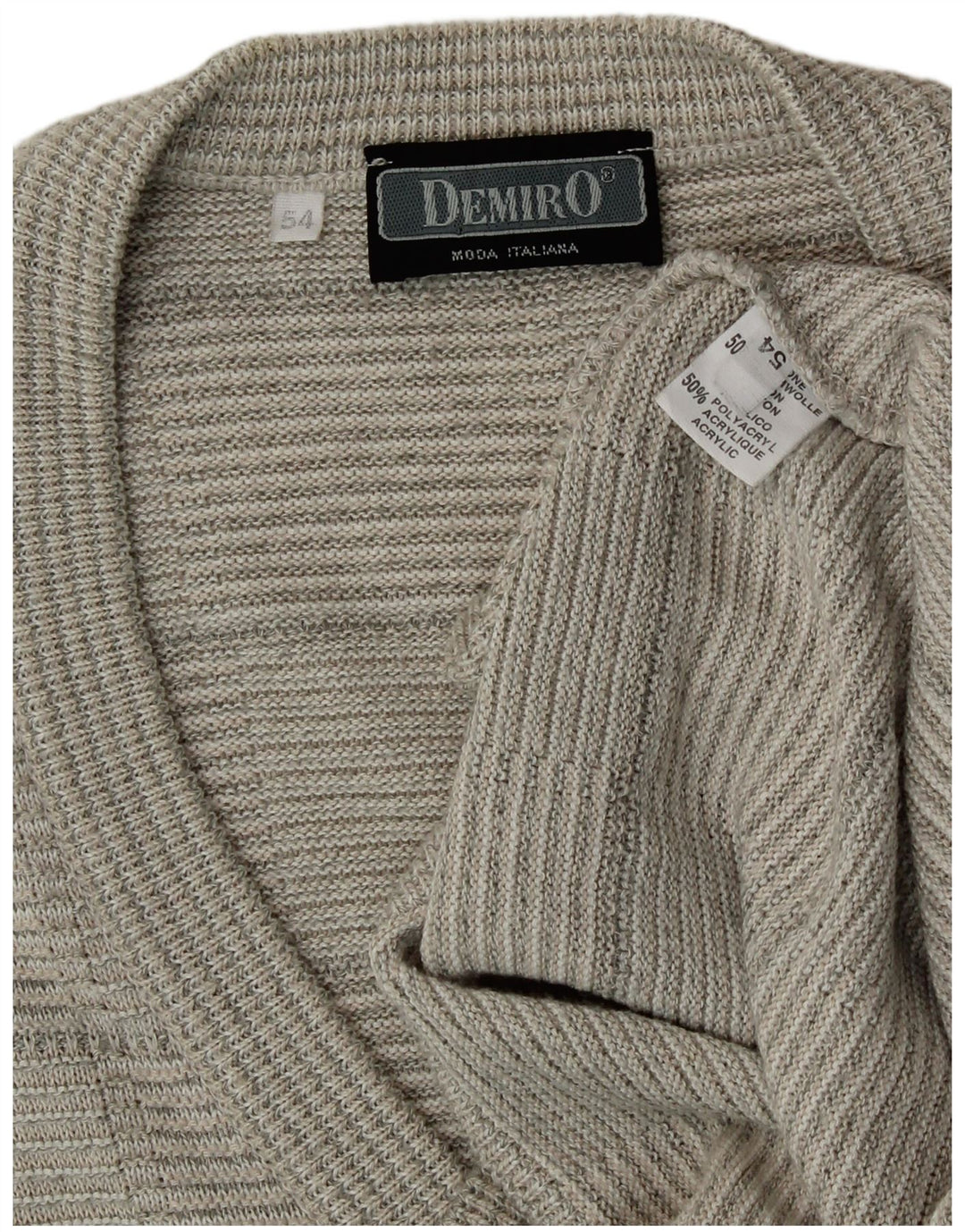 Demiro Mens Cardigan Sweater IT 54 XL Grey Geometric Cotton