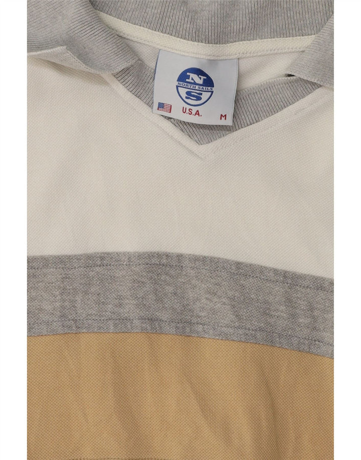 NORTH SAILS Mens Polo Shirt Medium White Colourblock