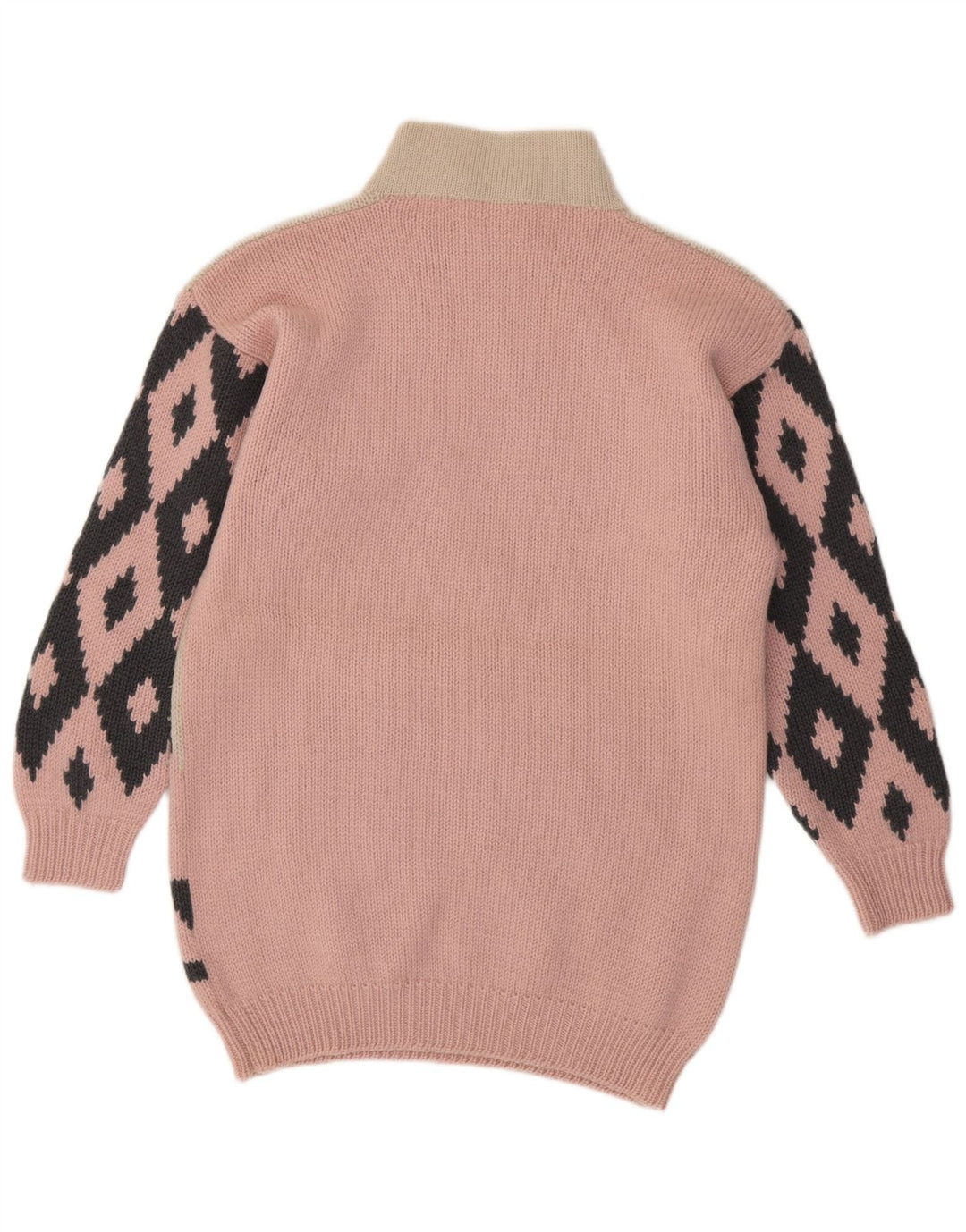VINTAGE Womens Longline Turtle Neck Jumper Sweater UK 16 Large Pink