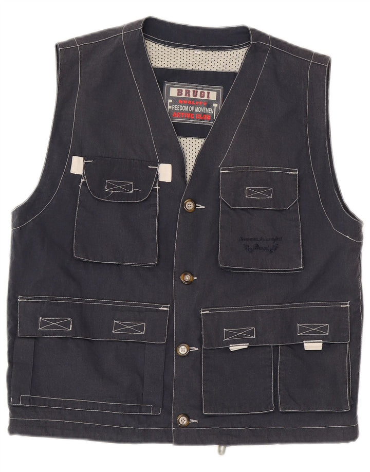 Brugi Mens Utility Gilet UK 40 Large Navy Blue Polyester