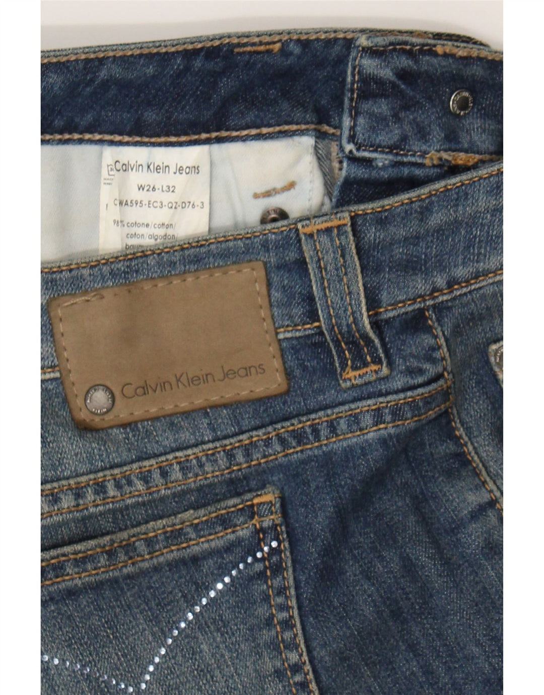 CALVIN KLEIN Womens Slim Jeans W26 L32 Blue Cotton Vintage Calvin Klein and Second-Hand Calvin Klein from Messina Hembry 