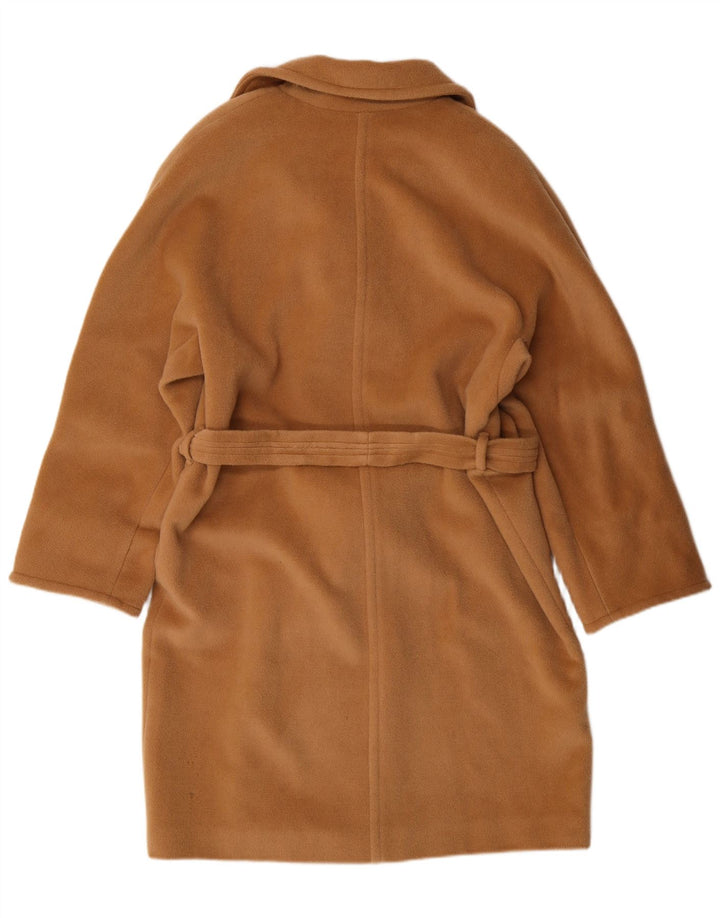 MARELLA Womens Double Breasted Coat UK 12 Medium Beige Virgin Wool Classic