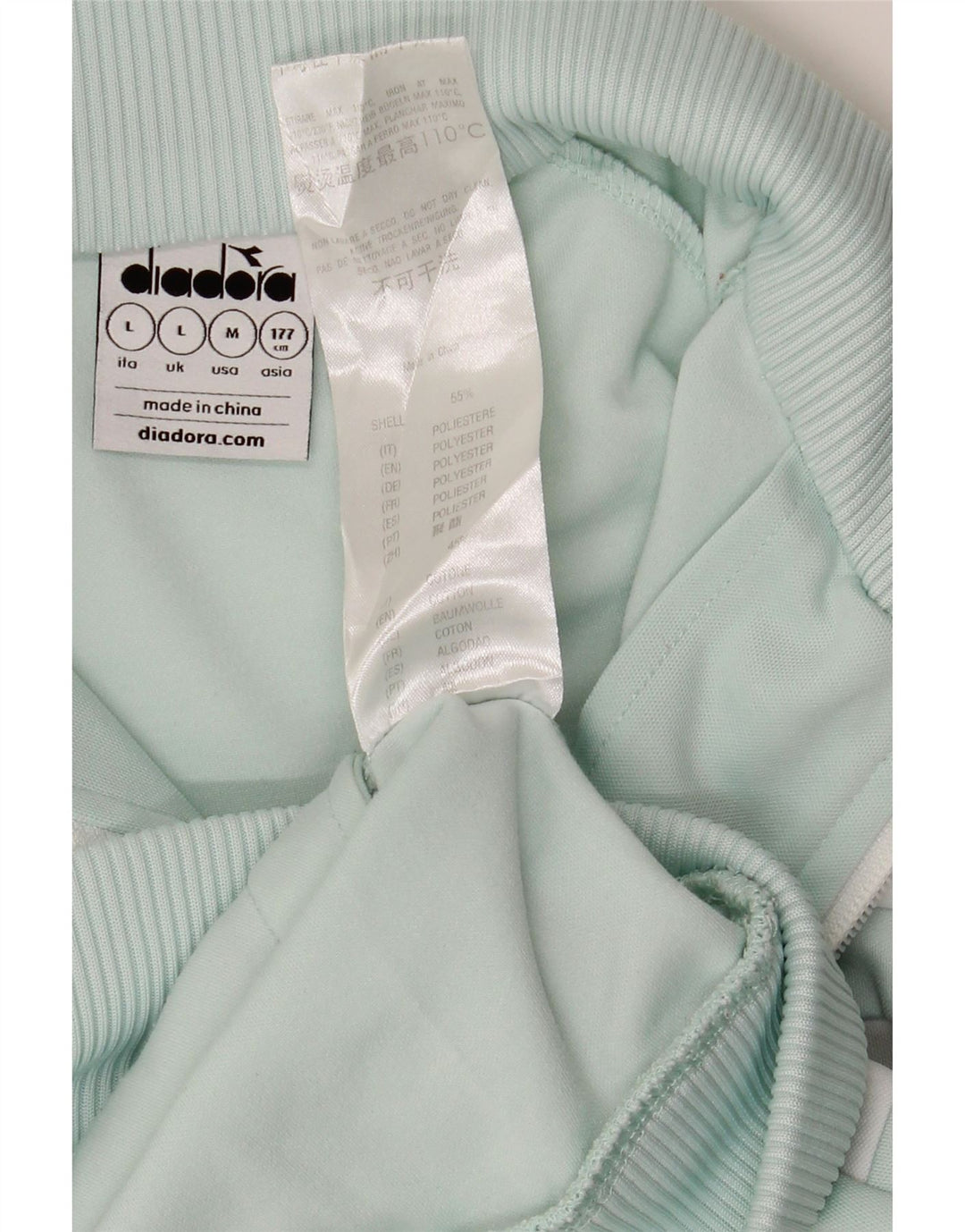 DIADORA Womens Tracksuit Top Jacket UK 16 Large Turquoise Colourblock