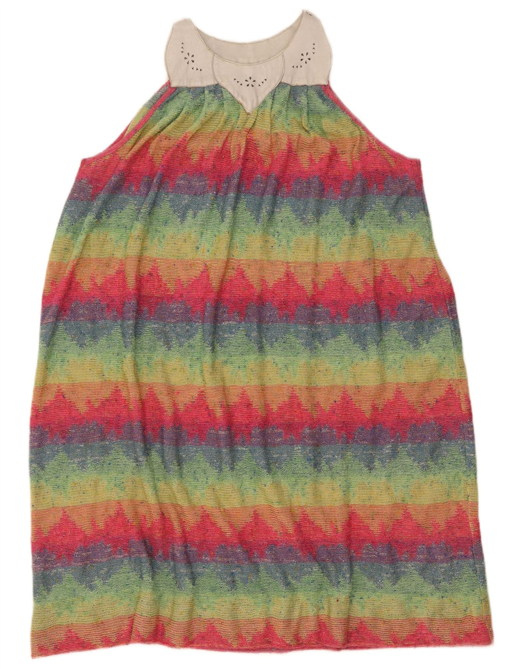 Vintage Womens Sleeveless Basic Dress UK 12 Medium Multicoloured Striped