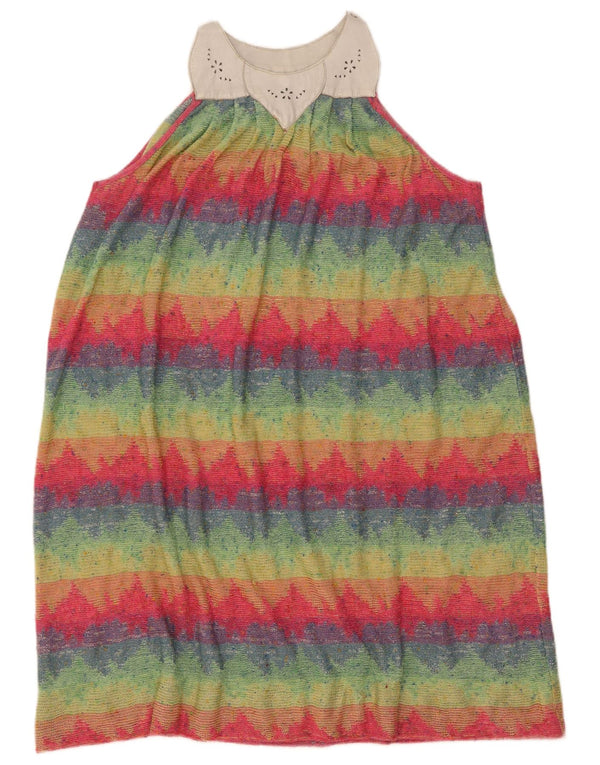 Vintage Womens Sleeveless Basic Dress UK 12 Medium Multicoloured Striped