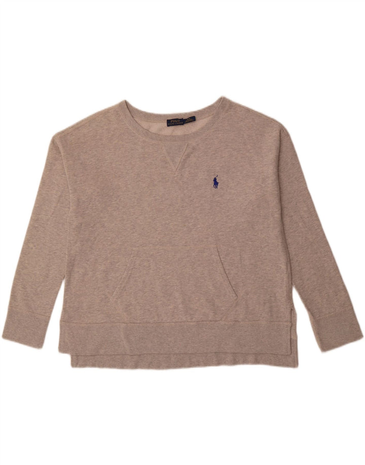 RALPH LAUREN Womens Oversized Sweatshirt Jumper UK 14 Medium Grey Cotton Vintage Ralph Lauren and Second-Hand Ralph Lauren from Messina Hembry 