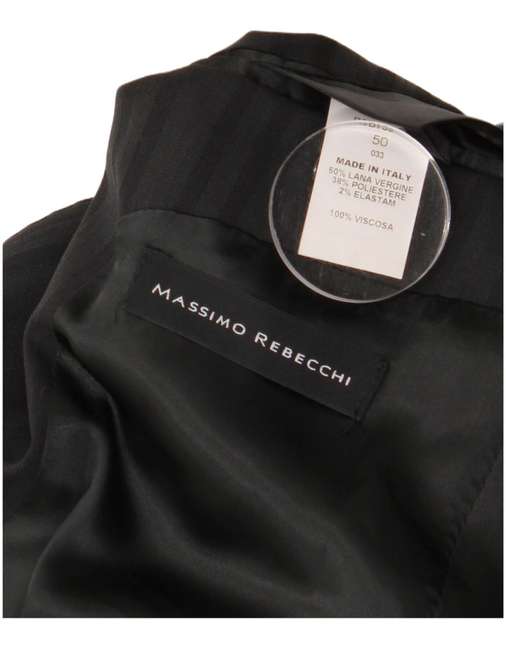 Massimo Rebecchi Mens 2 Piece Suit IT 50 Large W34 L31 Black Striped