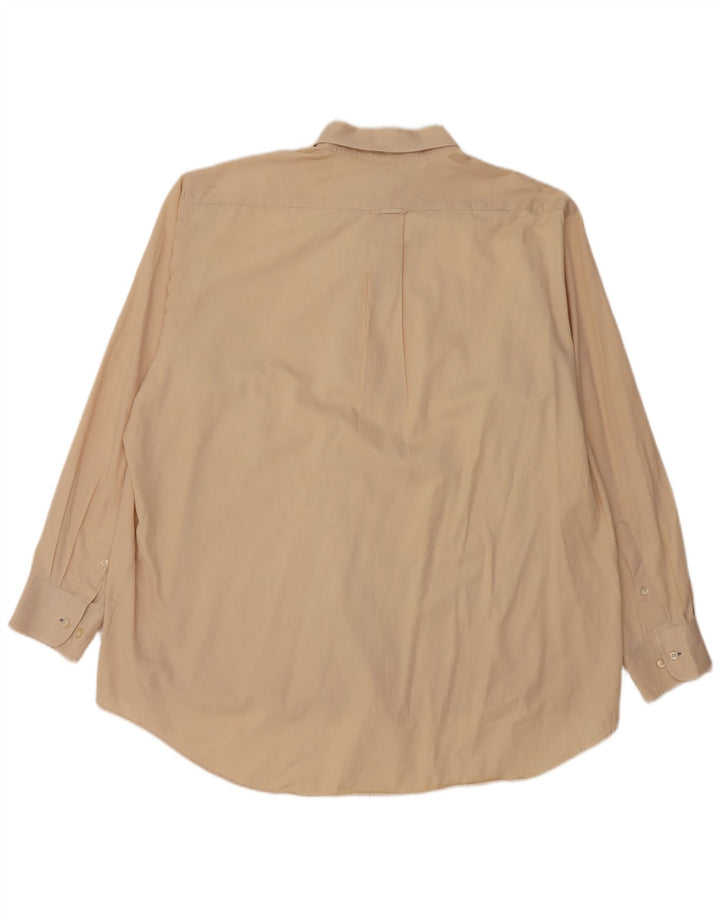 Izod Mens Regular Fit Shirt Size 18 2XL Beige Cotton
