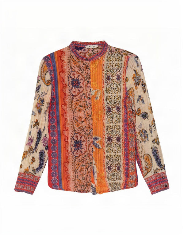 Desigual Womens Shirt Blouse UK 12 Medium Multicoloured Paisley Cotton
