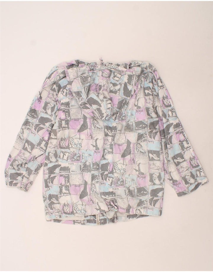 VINTAGE Womens Hooded Rain Jacket EU 38 Medium Grey Patchwork Vintage Vintage and Second-Hand Vintage from Messina Hembry 