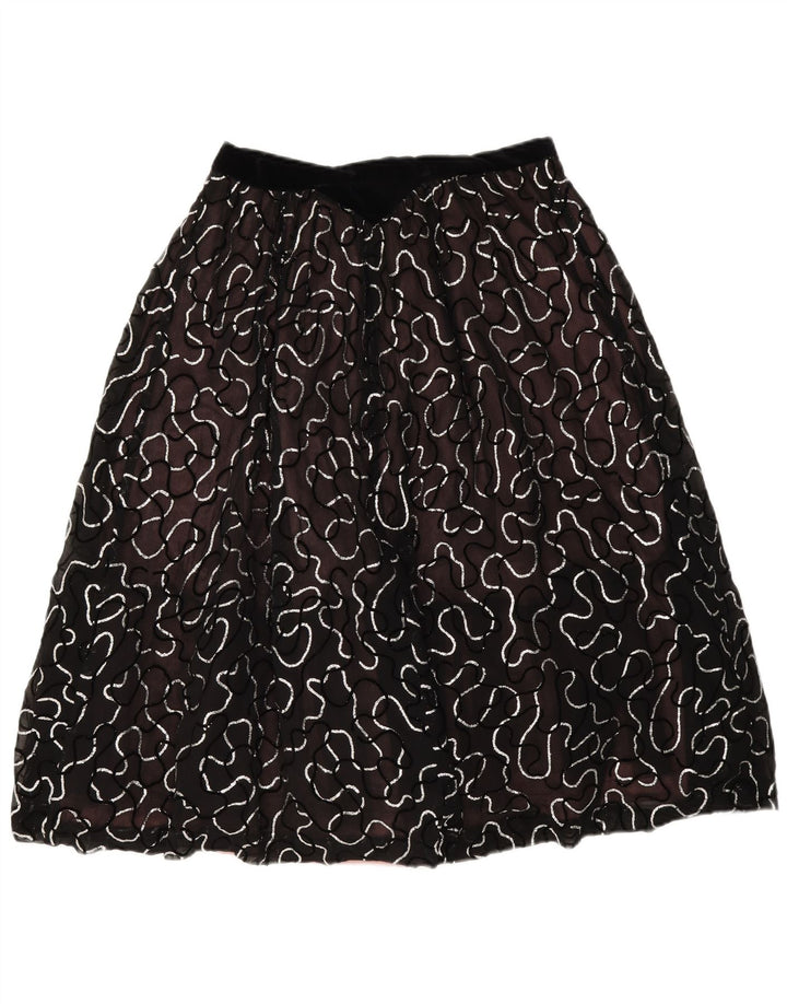 VINTAGE Womens Abstract Pattern A-Line Skirt W30 Medium Black