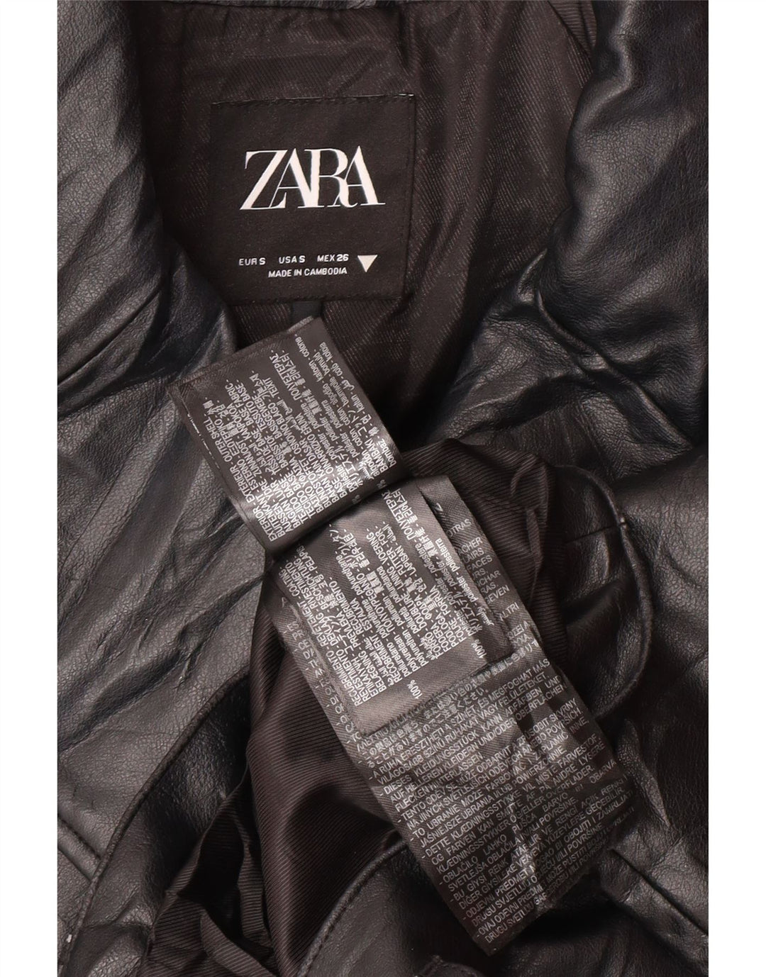 ZARA Womens Oversized Faux Leather Blazer Jacket UK 10 Small Black