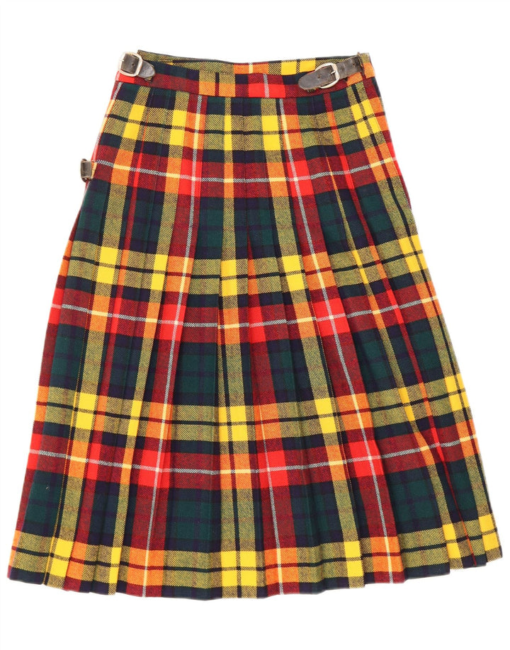 Vintage Womens Wrap Skirt W24 XS Multicoloured Check New Wool