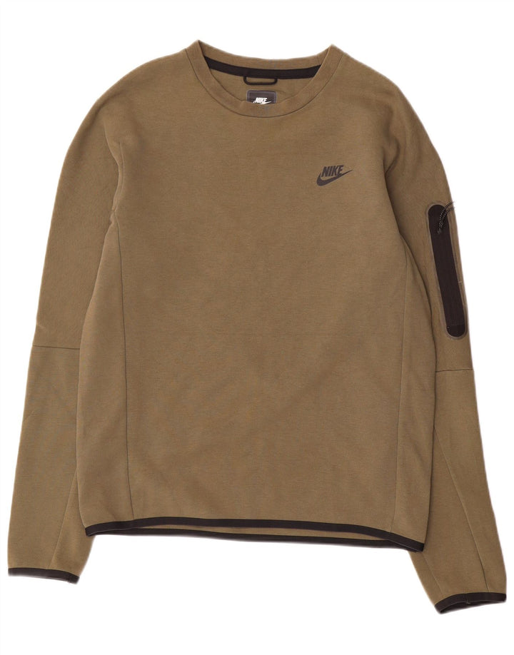 Nike Mens Regular Fit Sweatshirt Jumper Small Khaki Cotton