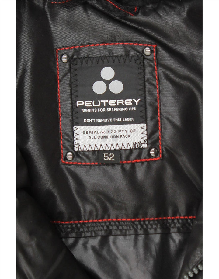 PEUTEREY Mens Hooded Utility Jacket IT 52 Large Black Polyamide