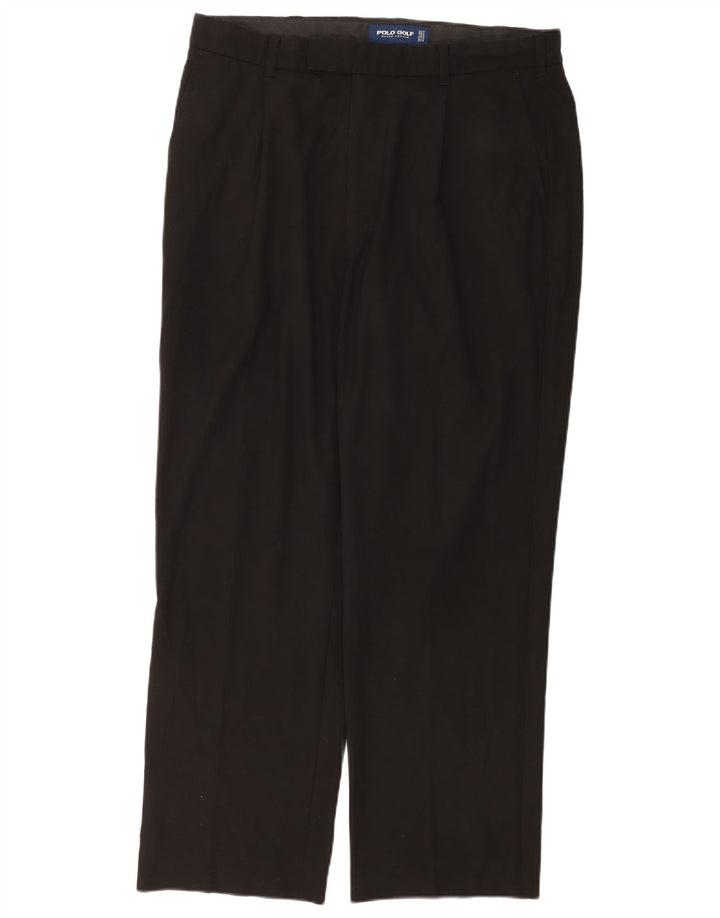 Ralph Lauren Mens Pegged Chino Trousers W36 L32 Black Polyester